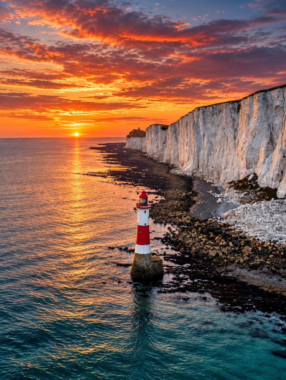 Eastbourne coastline at sunset